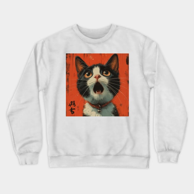 Shocked Cat II Crewneck Sweatshirt by summer-sun-art